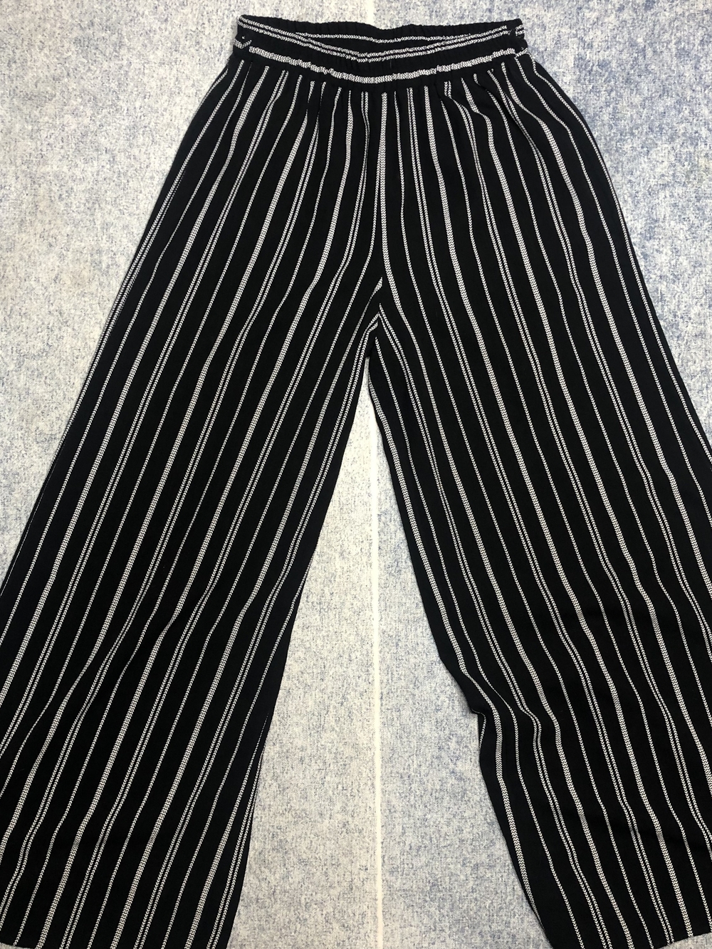 Mlle Gabrielle Black Wide-Leg Pinstripe Pull-On Pants